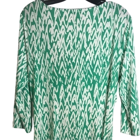 Loft Draped Collar Green and White Dress Size L - Picture 12 of 12